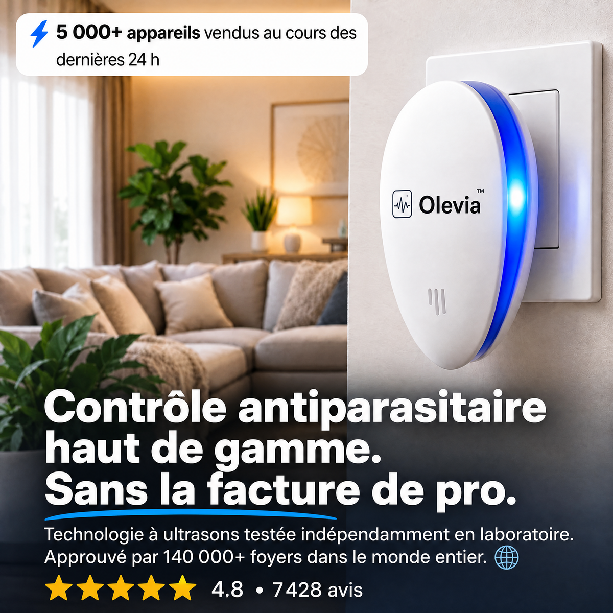 Répulsif Antiparasitaire à Ultrasons – Éliminez définitivement plus de 14 nuisibles